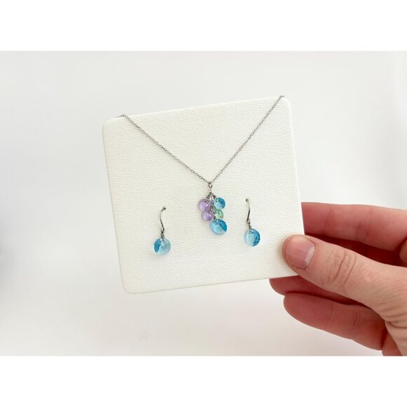 Swarovski Stone Sterling Silver 925 Vintage Earring Necklace Set - NIB - Picture 3 of 9